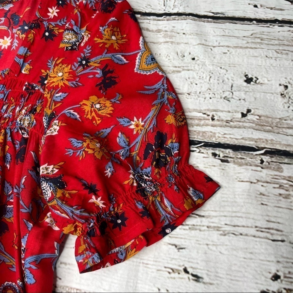 Lucky Brand Floral Printed Short Sleeve Blouse Size S - Picture 4 of 10